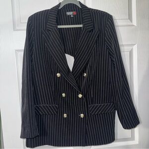 Kasper Black and White Pinstripe Blazer